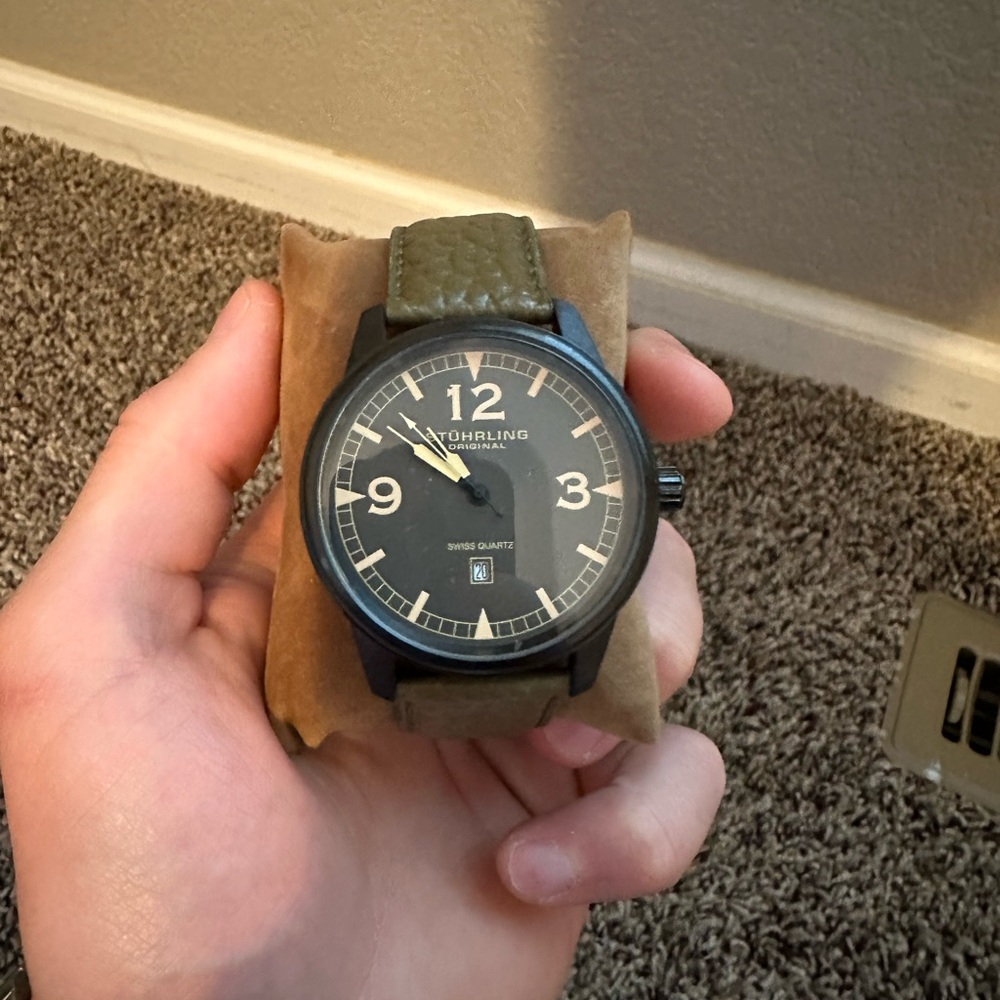 Men's Stuhrling Original Green Leather Watch